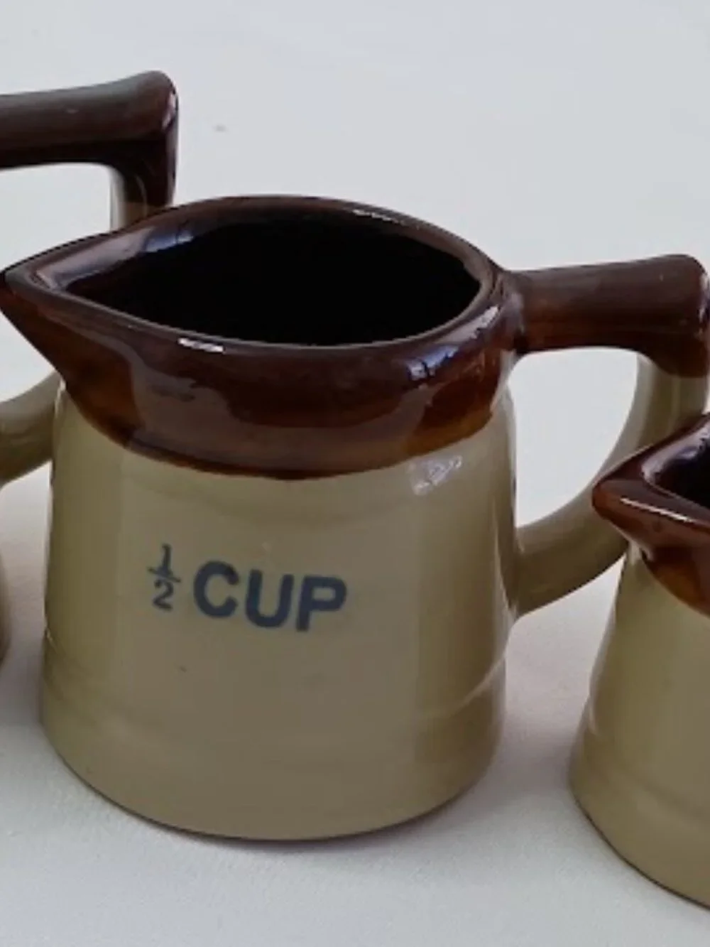 Vintage Brown Drip Glaze Ceramic Measuring Cup Set - 3 cups